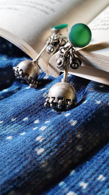 Teejh Jhumka in pure silver with handcrafted detailing