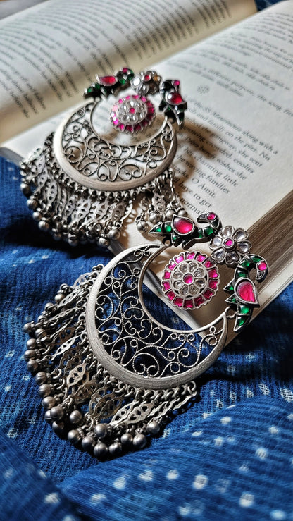 Mihika Chandbaali in pure silver with handcrafted detailing