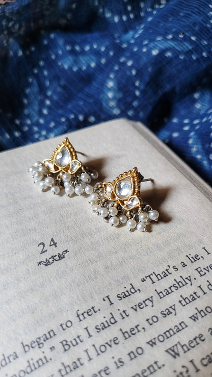 Side view of Elspeth Earrings in pure silver with handcrafted detailing