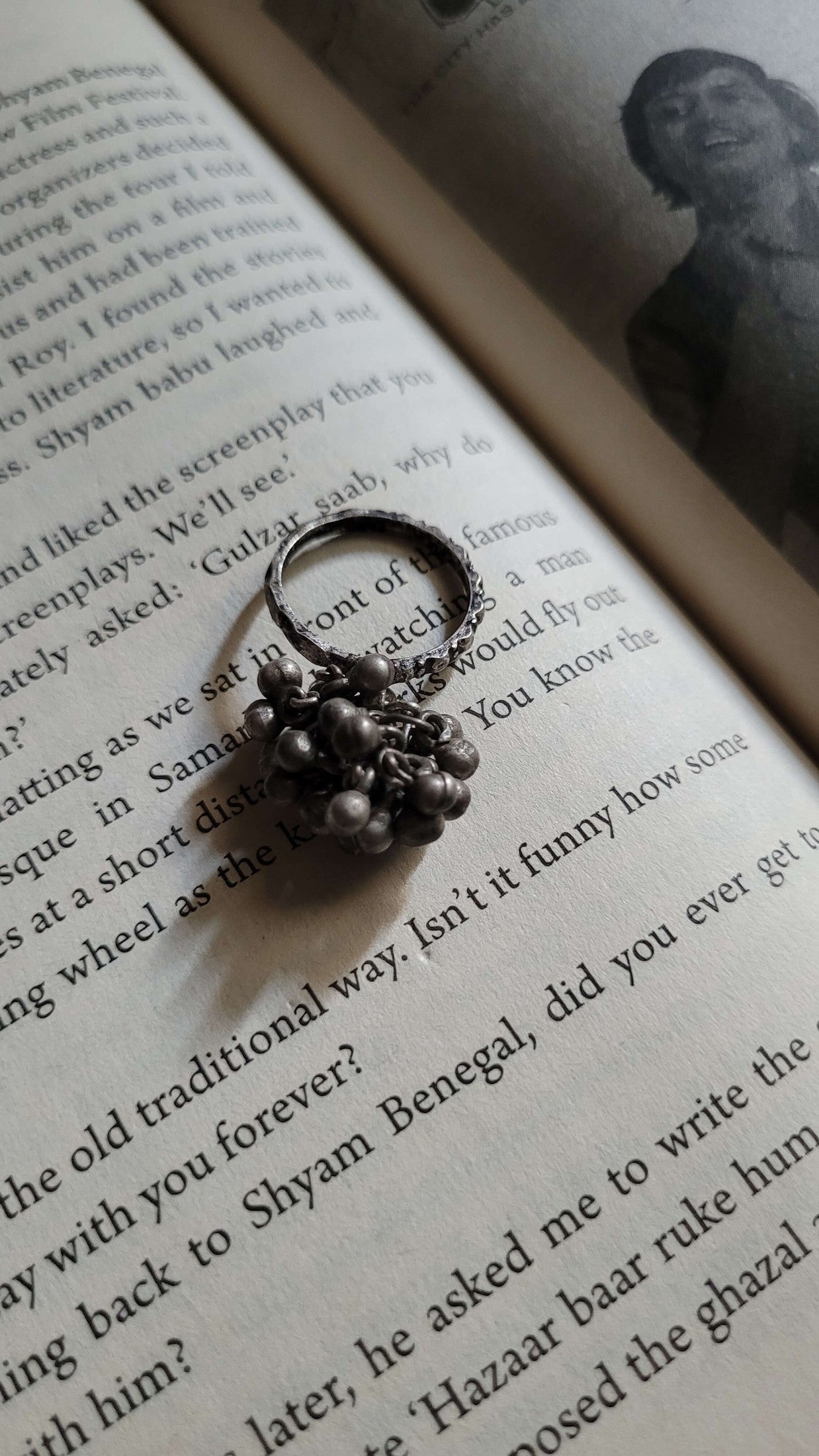 Side view of Baawri Vintage Ring in pure silver with vintage detailing