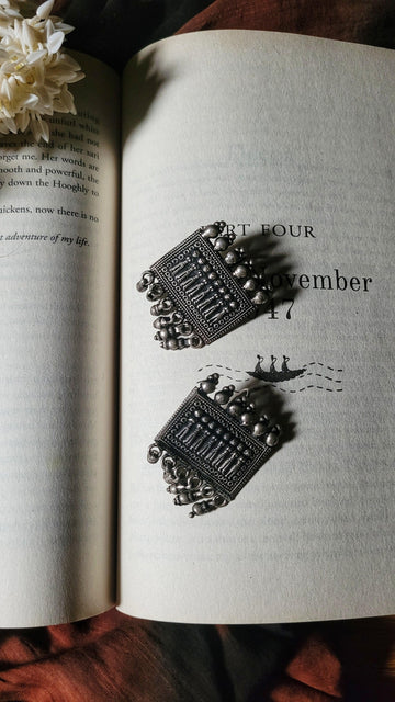 Aakar Earrings in pure silver with handcrafted detailing