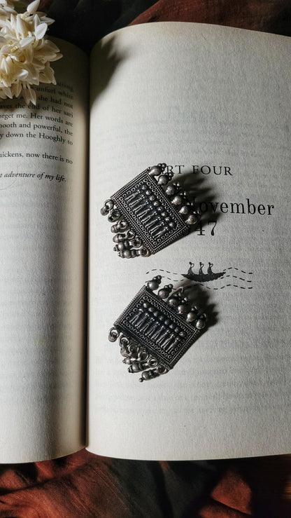 Aakar Earrings in pure silver with handcrafted detailing