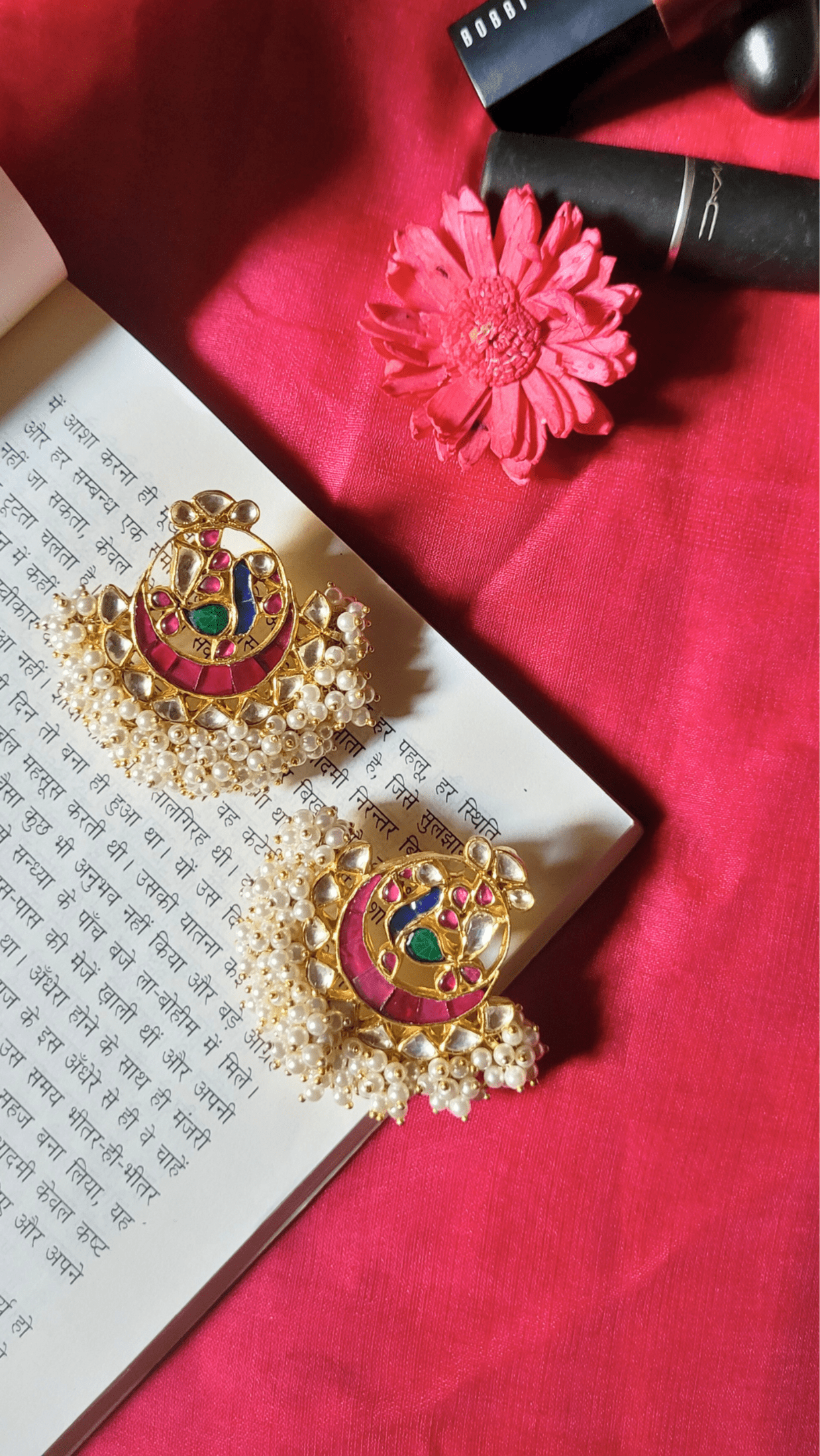 Side view of Aarna Chandbaali in pure silver with handcrafted detailing