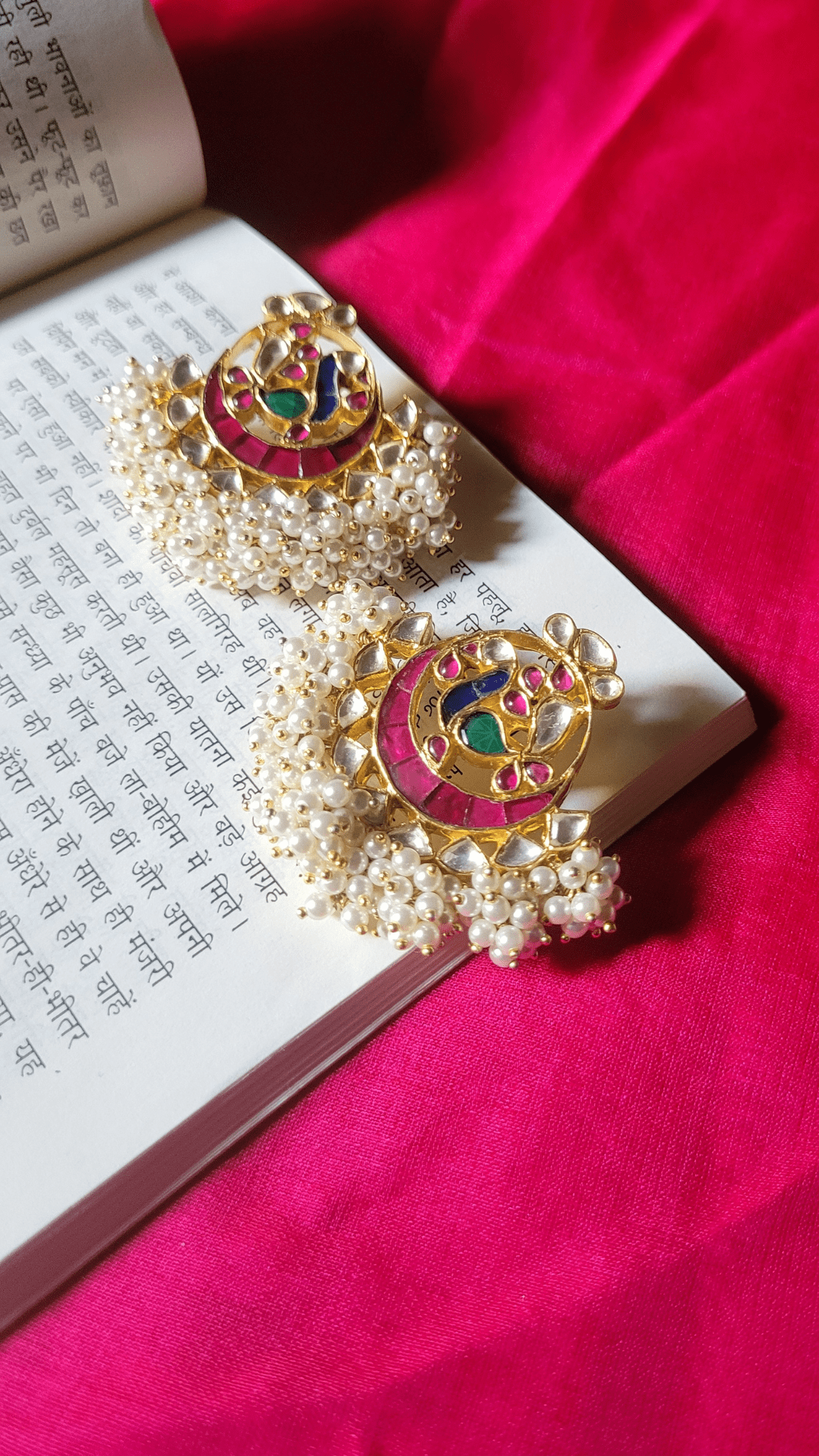 Side view of Aarna Chandbaali in pure silver with handcrafted detailing