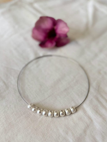 Sadabahaar Jewelry 92.5 hallmark silver hasli necklace textured vintage beads minimalist lightweight summer jewelry