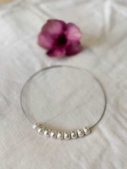 Sadabahaar Jewelry 92.5 hallmark silver hasli necklace textured vintage beads minimalist lightweight summer jewelry