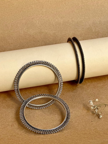 Alankaar Bangles in pure silver with handcrafted detailing