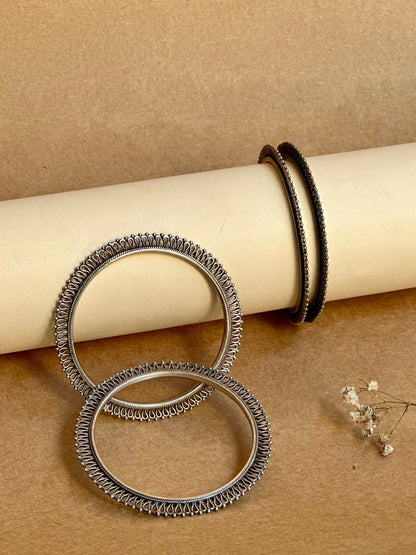 Alankaar Bangles in pure silver with handcrafted detailing