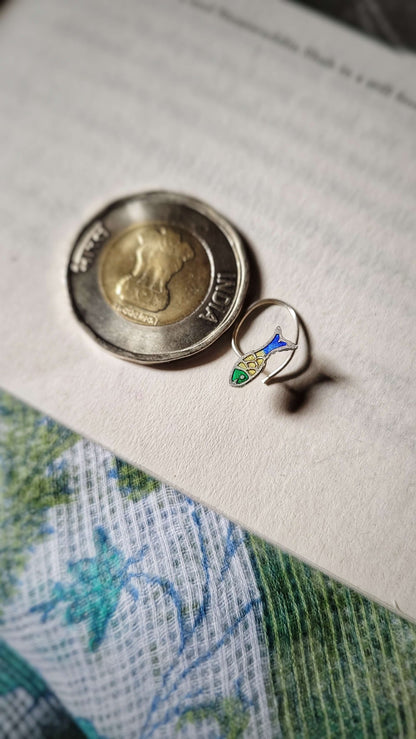 Side view of Ariel Nose-Pin in pure silver with handcrafted detailing
