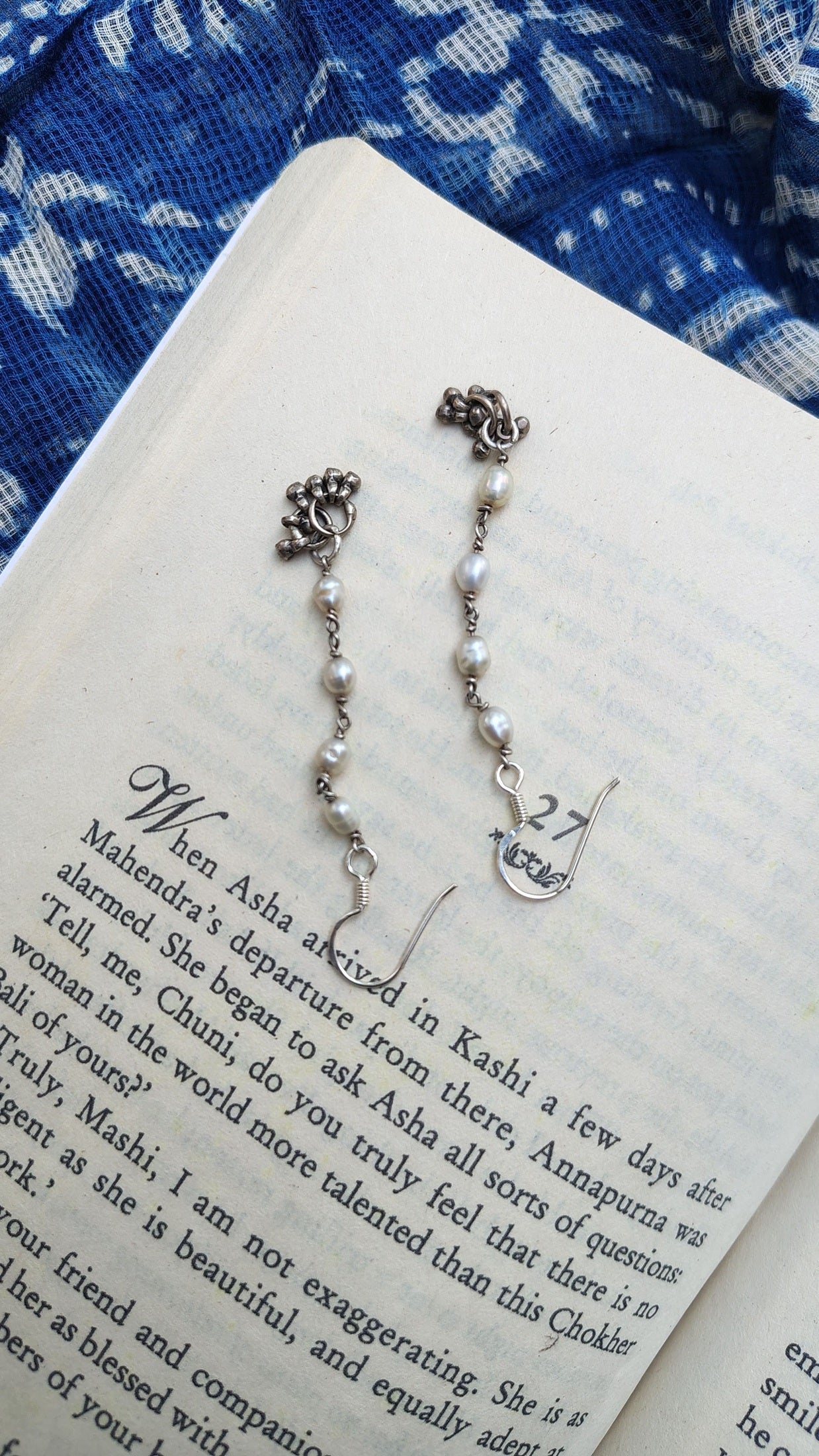 Sadabahaar Jewelry Authentic Vintage Silver Pearl Earrings with Ghungroos for Women