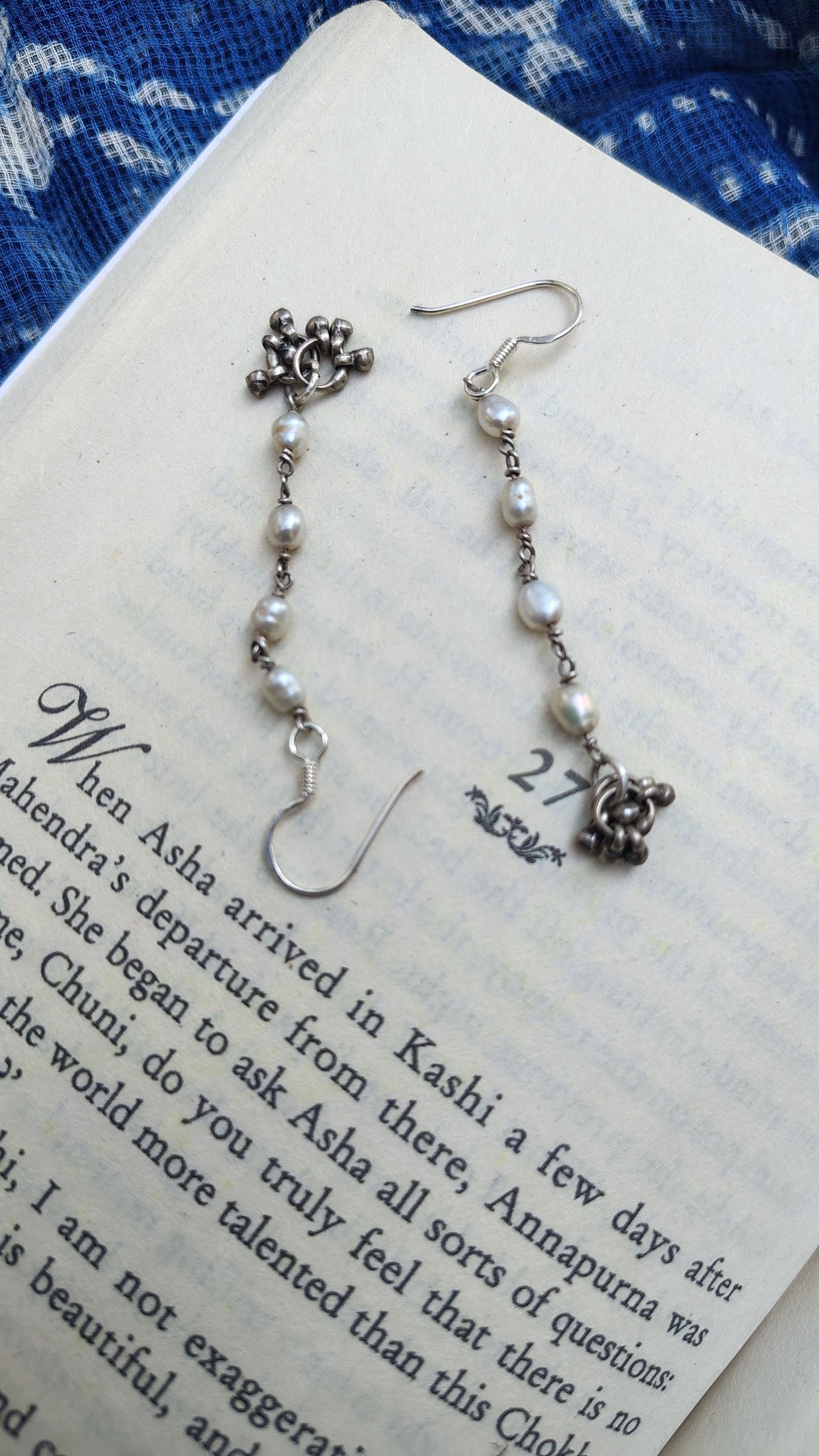 Sadabahaar Jewelry Authentic Vintage Silver Pearl Earrings with Ghungroos for Women - Longer Variant