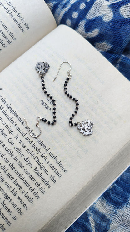 Sadabahaar Jewelry Authentic Vintage Silver Black Beaded Earrings for Women