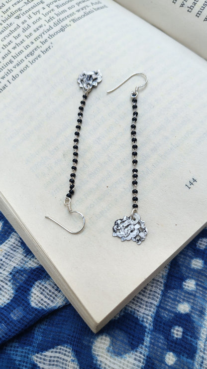 Sadabahaar Jewelry Authentic Vintage Silver Black Beaded Earrings for Women - longer