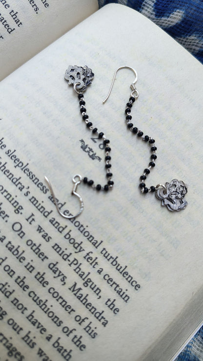 Sadabahaar Jewelry Authentic Vintage Silver Black Beaded Earrings for Women