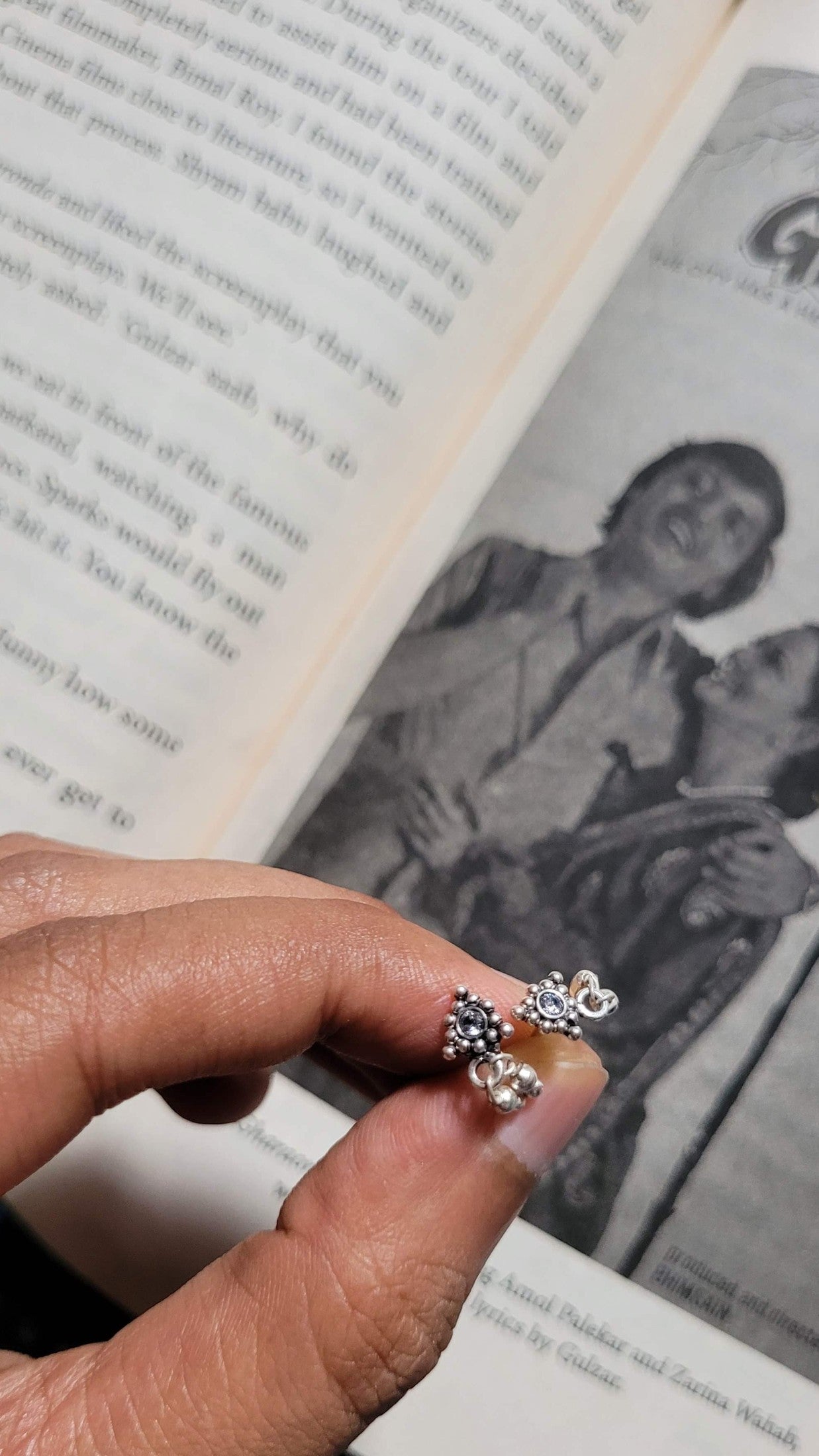 Side view of Athenia Studs in pure silver with handcrafted detailing