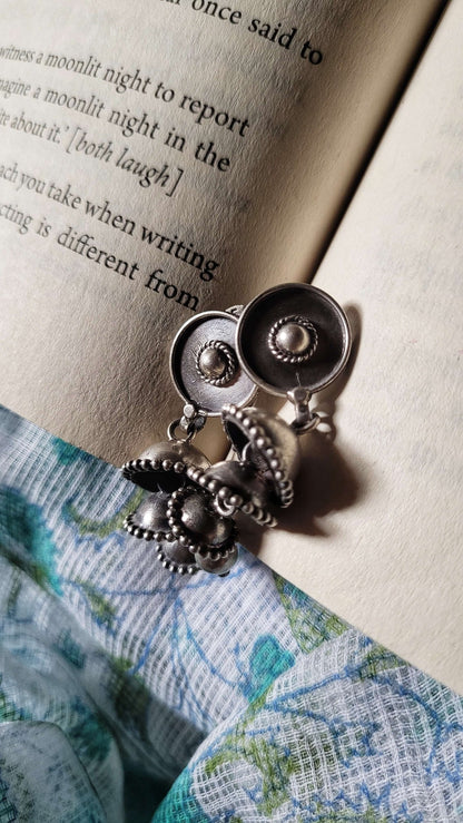 Balkhaati Jhumka in pure silver with handcrafted detailing