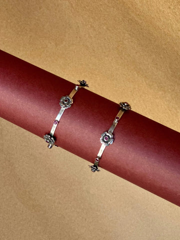 Bidisha Bangles in pure silver with handcrafted detailing