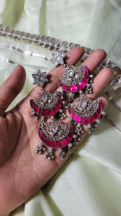Side view of Chandrakala Earrings | Made-to-Order in pure silver with handcrafted detailing