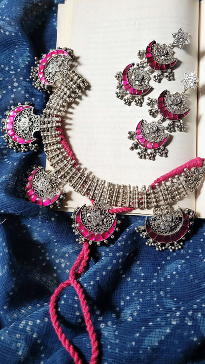 Side view of Chandrakala Earrings | Made-to-Order in pure silver with handcrafted detailing