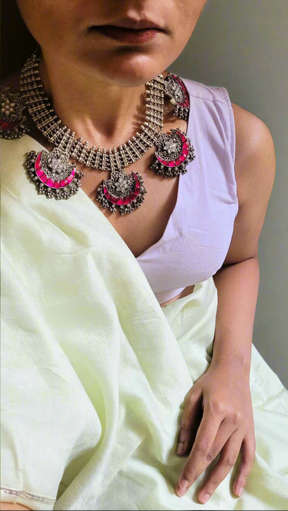 Chandrakala Necklace | Made-to-Order in pure silver with handcrafted detailing