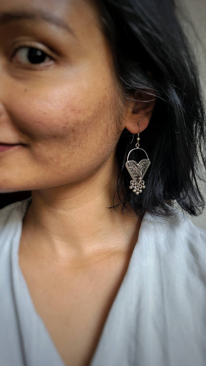 Charvi Earrings in pure silver with handcrafted detailing