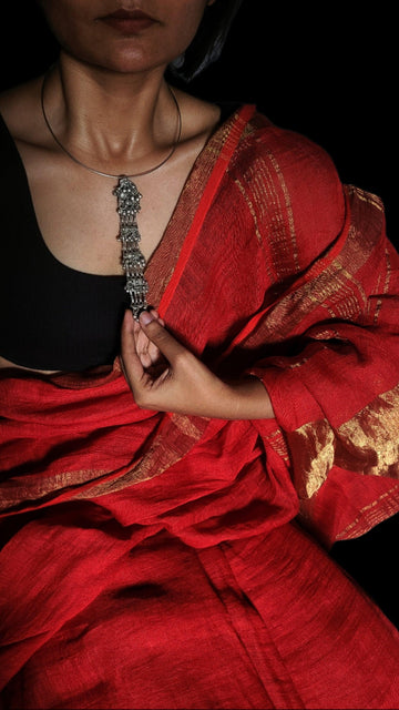 Chitraganda Vintage Hasli Necklace in pure silver with vintage detailing