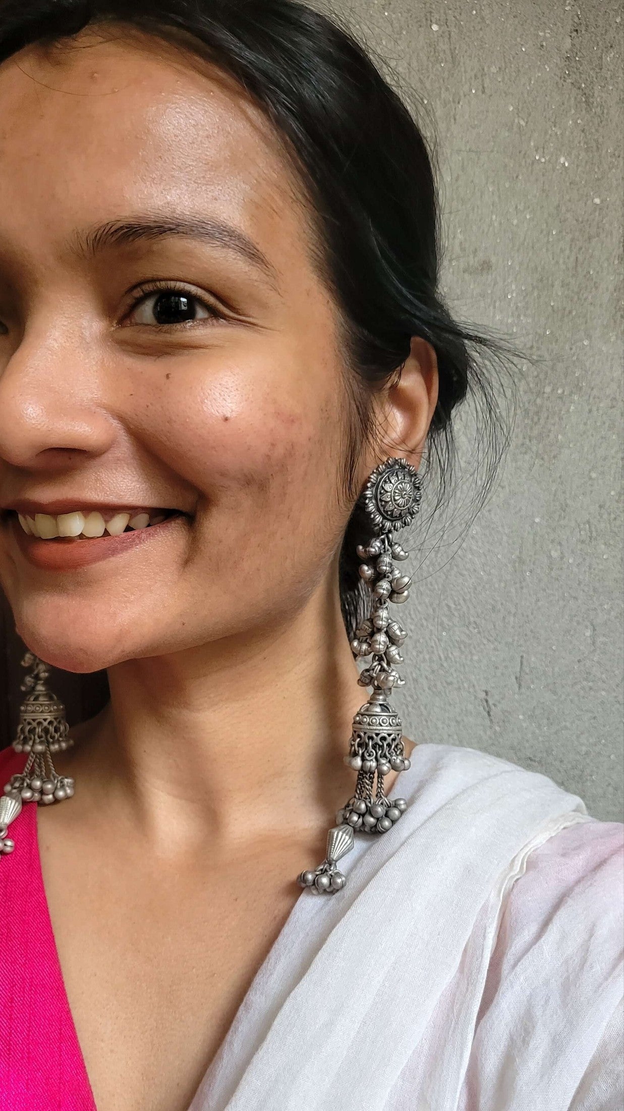 Dhun Vintage Jhumka in pure silver with vintage detailing