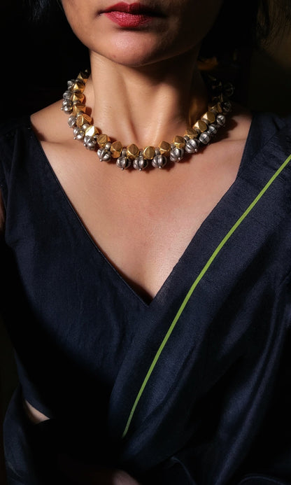 Durlabh Vintage Necklace in pure silver with vintage detailing
