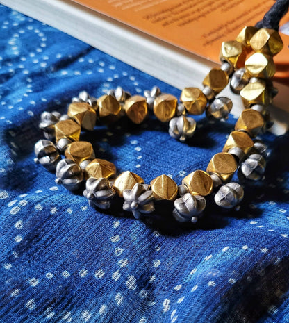 Side view of Durlabh Vintage Necklace in pure silver with vintage detailing