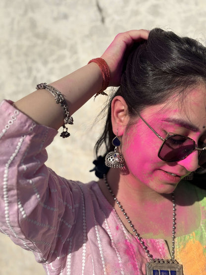 Falak Jhumka in pure silver with handcrafted detailing