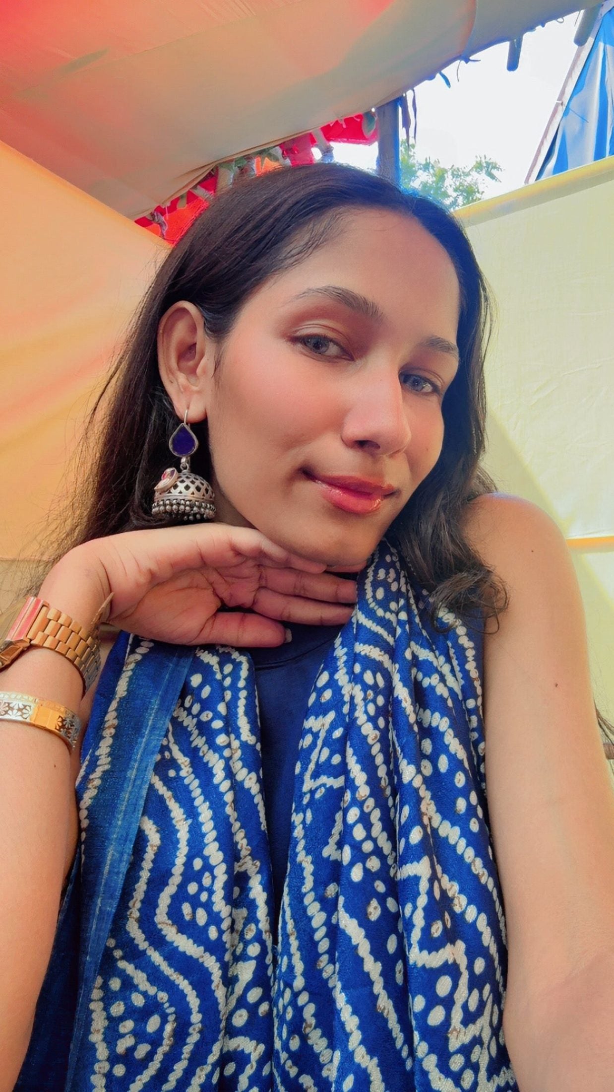 Side view of Falak Jhumka in pure silver with handcrafted detailing