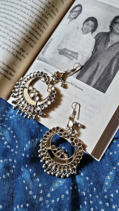 Side view of Gangotri Chandbaali | Made-to-Order in pure silver with handcrafted detailing