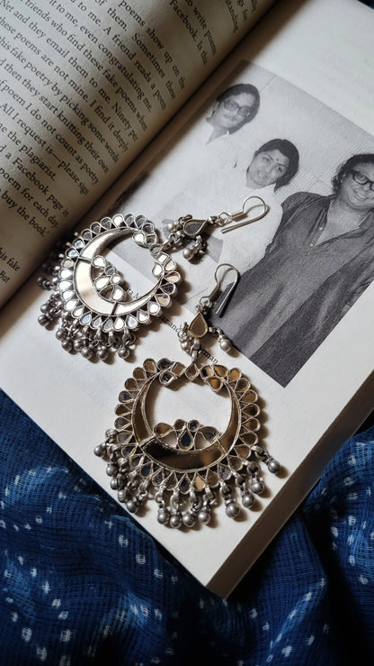 Side view of Gangotri Chandbaali | Made-to-Order in pure silver with handcrafted detailing