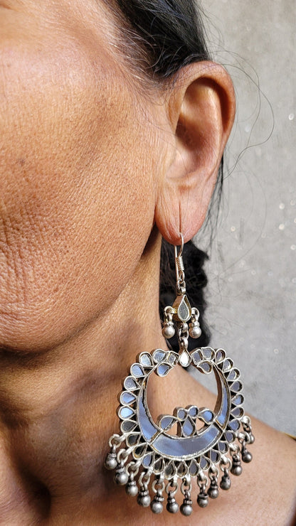 Side view of Gangotri Chandbaali | Made-to-Order in pure silver with handcrafted detailing