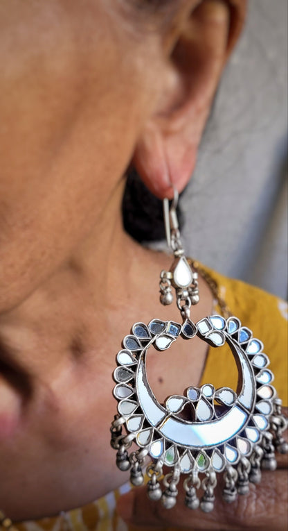 Side view of Gangotri Chandbaali | Made-to-Order in pure silver with handcrafted detailing