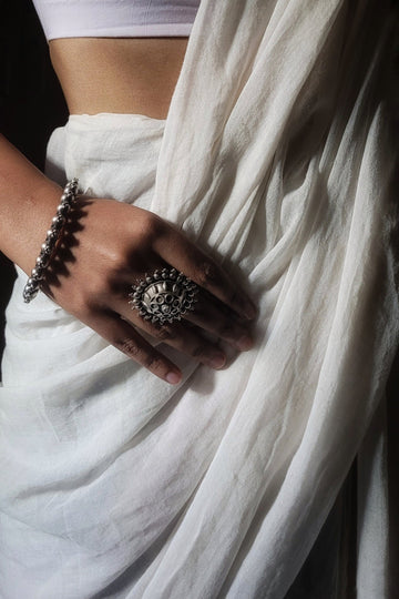 Gayatri Vintage Ring in pure silver with vintage detailing