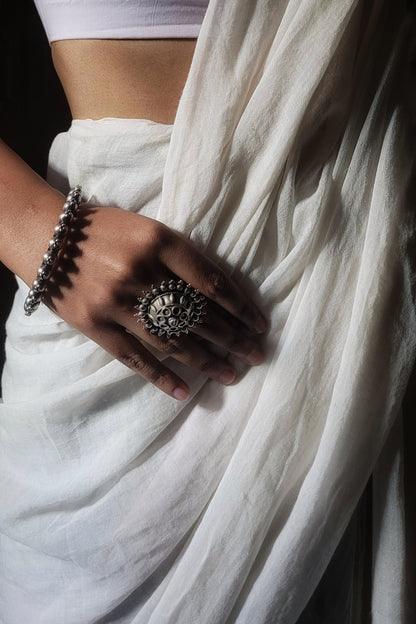 Gayatri Vintage Ring in pure silver with vintage detailing