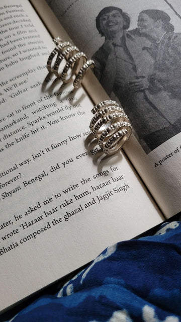 Ghummakad Spiral Vintage Ring in pure silver with vintage detailing