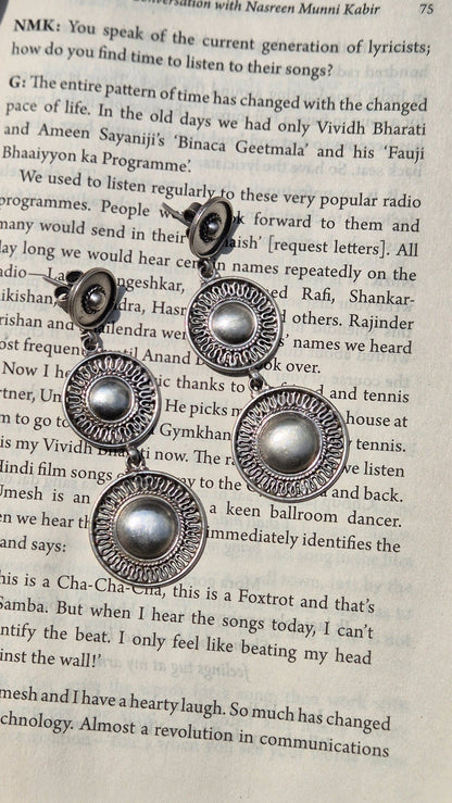 Gol Matol Earrings in pure silver with handcrafted detailing