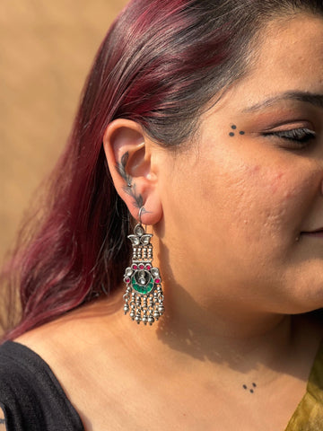 Bahula Earrings in pure silver with handcrafted detailing