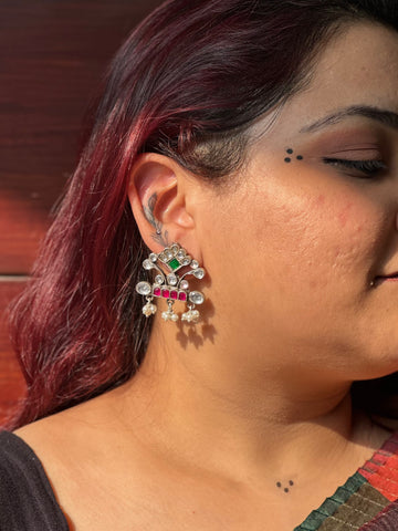 Sampanna Earrings in pure silver with handcrafted detailing