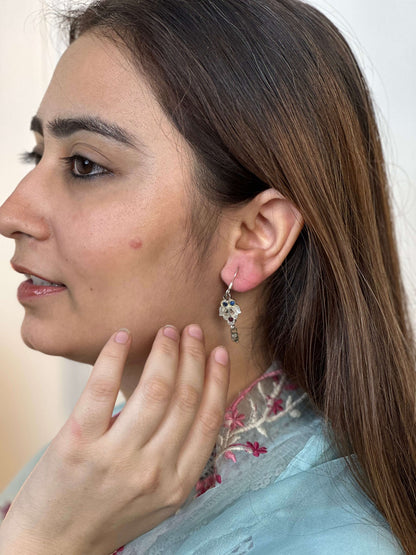 Khushi Vintage Earrings in pure silver with vintage detailing