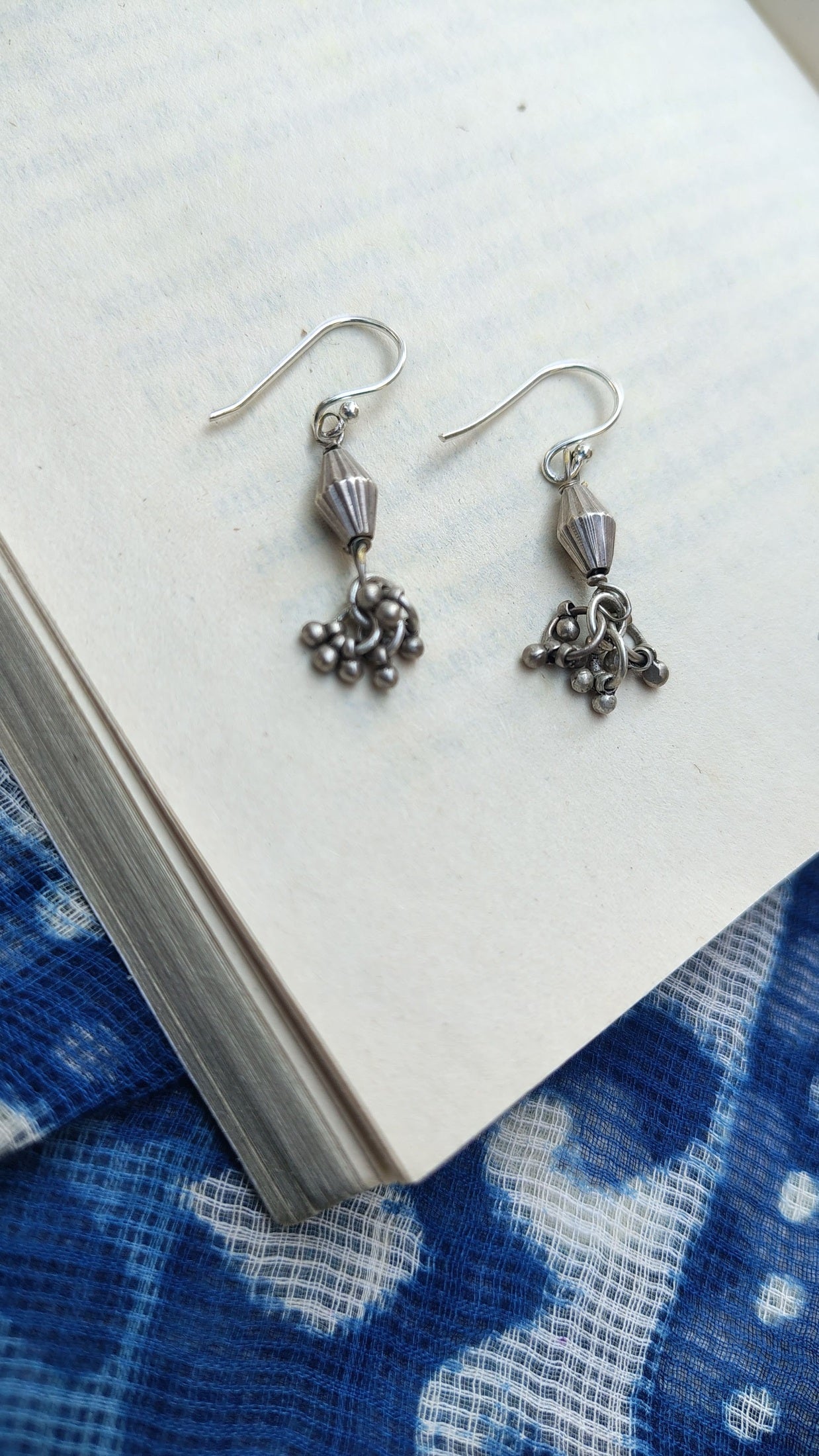 Sadabahaar Jewelry Authentic Vintage Silver Dholki Inspired Earrings with Ghungroos for Women - Side view