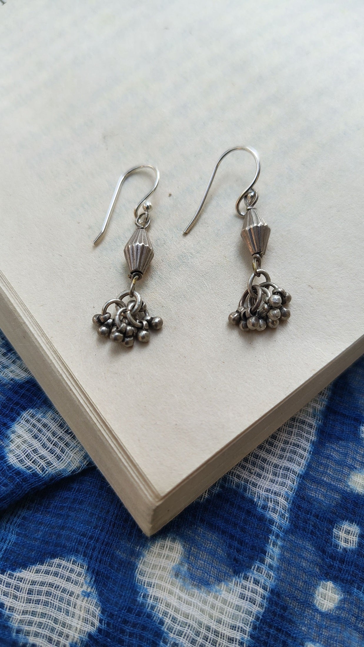 Sadabahaar Jewelry Authentic Vintage Silver Dholki Inspired Earrings with Ghungroos for Women - Side view