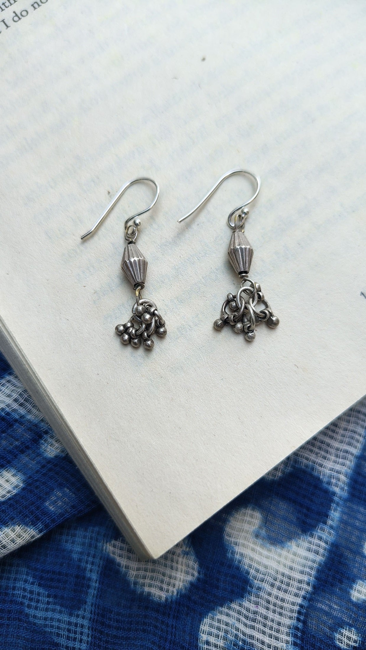 Sadabahaar Jewelry Authentic Vintage Silver Dholki Inspired Earrings with Ghungroos for Women - Top View