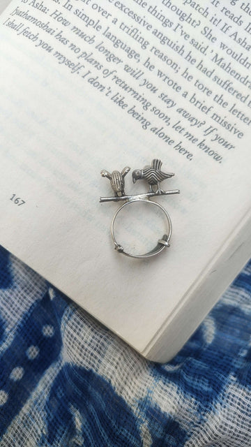 Sadabahaar Jewelry 92.5 Hallmark Silver Bird Motif Adjustable Ring for Women