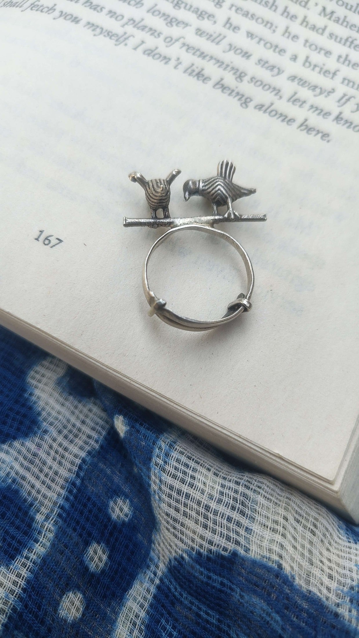 Sadabahaar Jewelry 92.5 Hallmark Silver Bird Motif Adjustable Ring for Women - side view