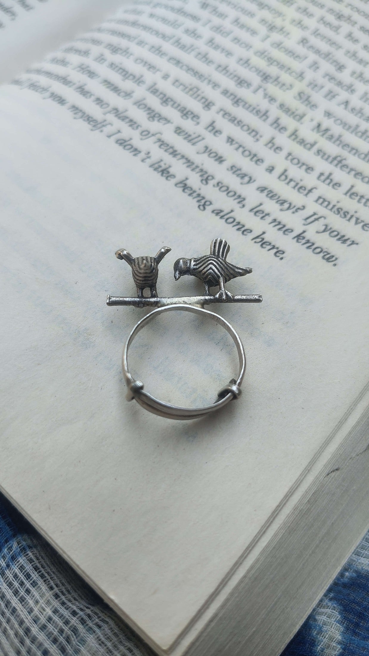 Sadabahaar Jewelry 92.5 Hallmark Silver Bird Motif Adjustable Ring for Women