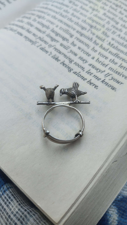 Sadabahaar Jewelry 92.5 Hallmark Silver Bird Motif Adjustable Ring for Women