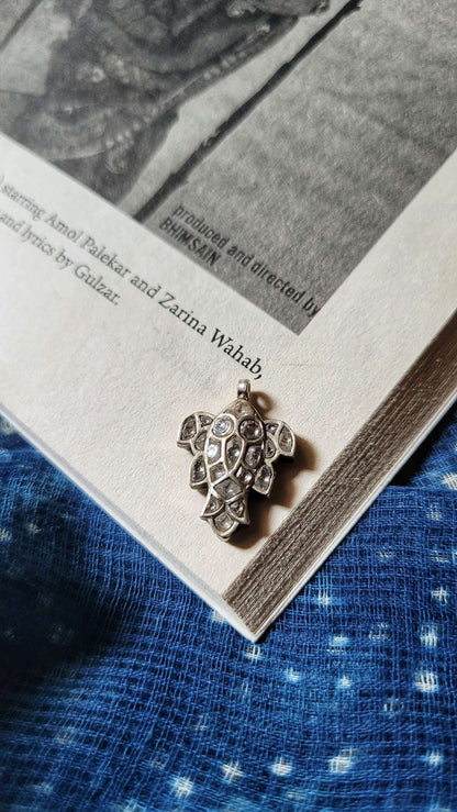 Katla Pendant in pure silver with handcrafted detailing